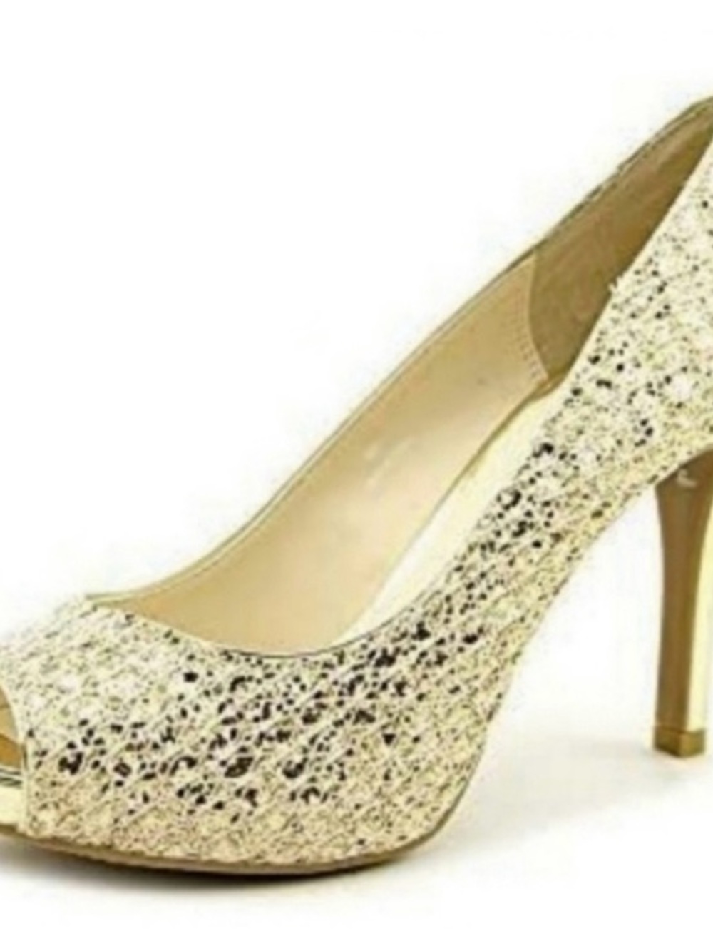 Elegant Gold Lace Peep-Toe Pumps - Women Shoes